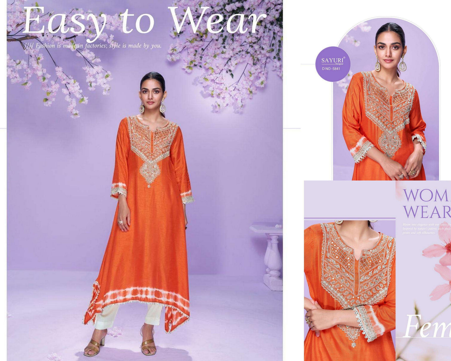 5841 Chahat Sayuri Real Silk Kurti Pant Set