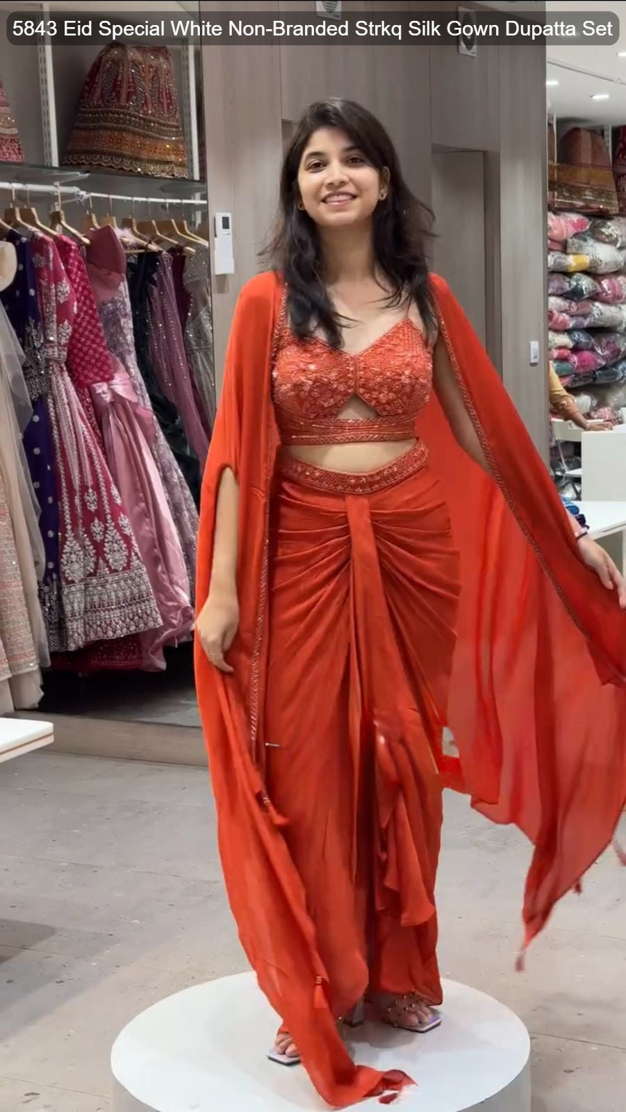 5842 Orange Black Non-Branded Strkq Dhoti Indowestern Pair