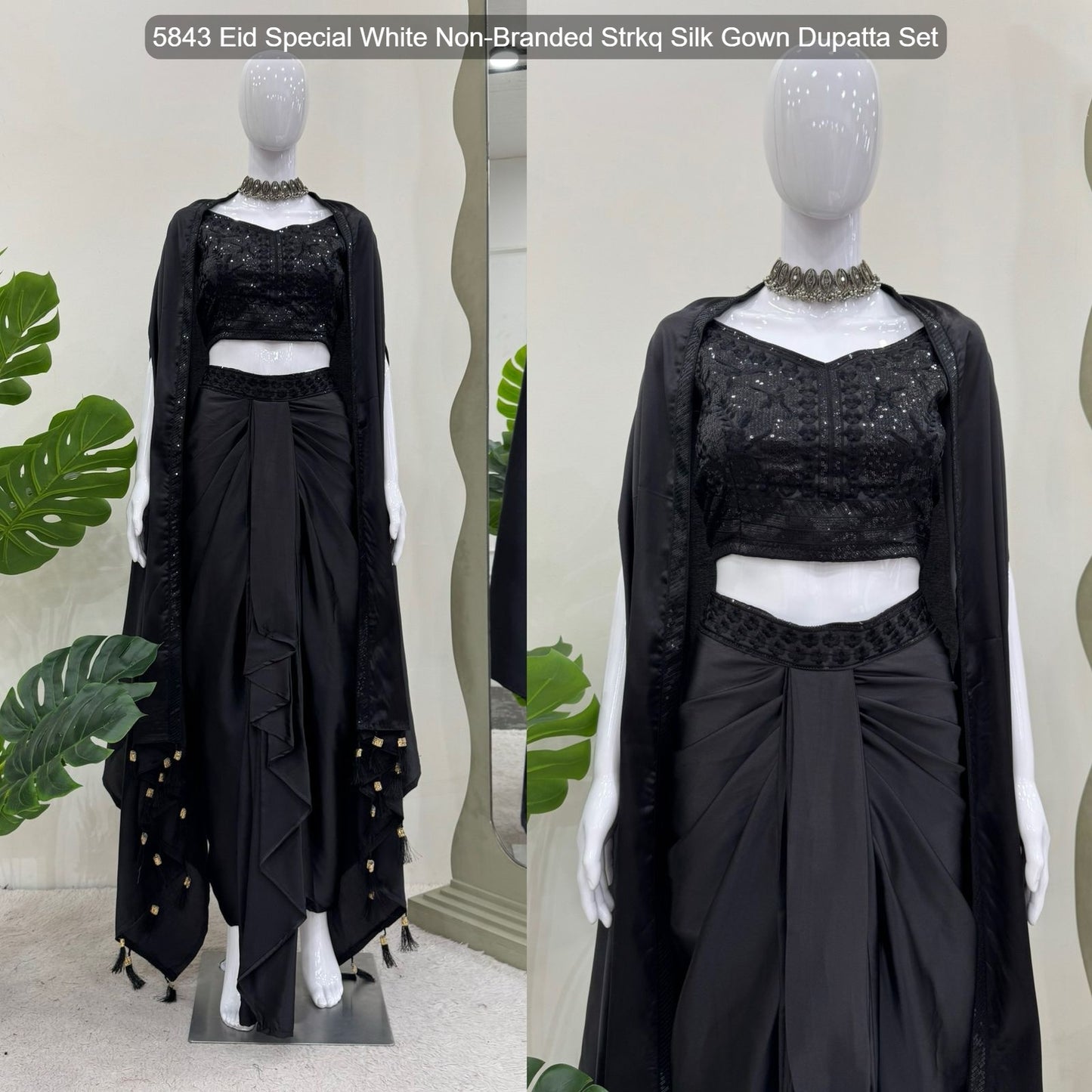 5842 Orange Black Non-Branded Strkq Dhoti Indowestern Pair