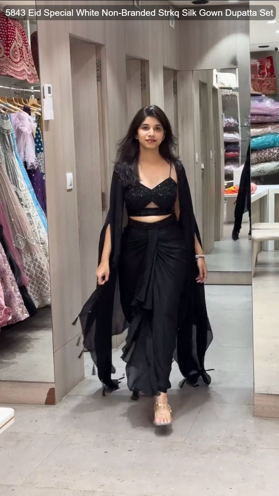 5842 Orange Black Non-Branded Strkq Dhoti Indowestern Pair