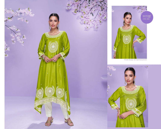 5843 Chahat Sayuri Real Silk Kurti Pant Set