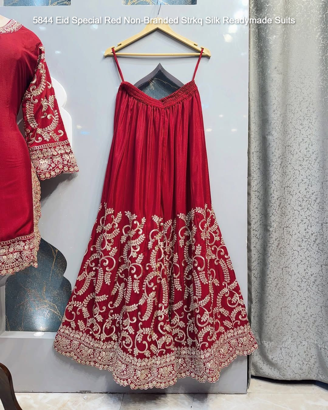 5844 Eid Special Red Non-Branded Strkq Silk Readymade Suits