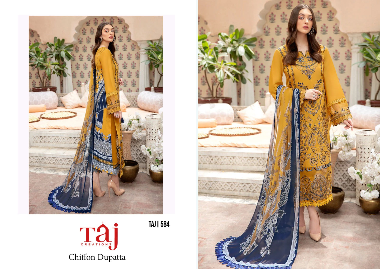 584 Taj Creations Cotton Pakistani Salwar Suits