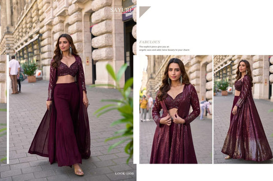 5850 Rubal Sayuri Shrug Premium Georgette Crop Top Plazzo Set