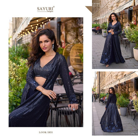 5851 Rubal Sayuri Shrug Premium Georgette Crop Top Plazzo Set