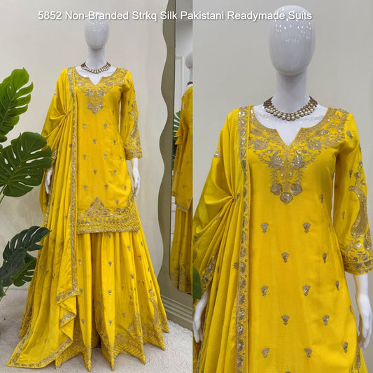 5852 Non-Branded Strkq Silk Pakistani Readymade Suits