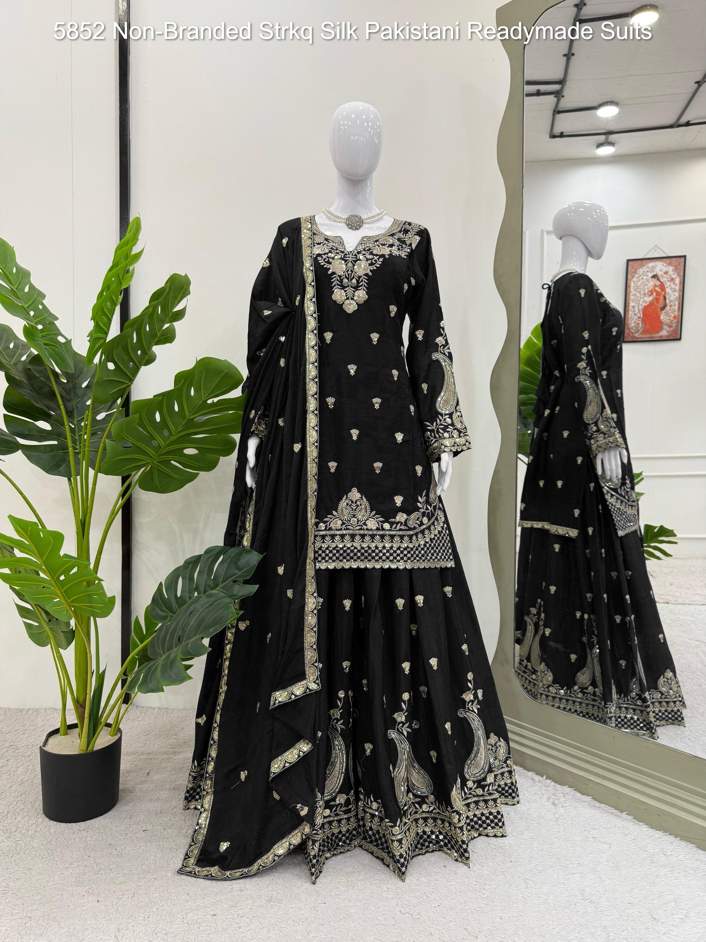 5852 Non-Branded Strkq Silk Pakistani Readymade Suits