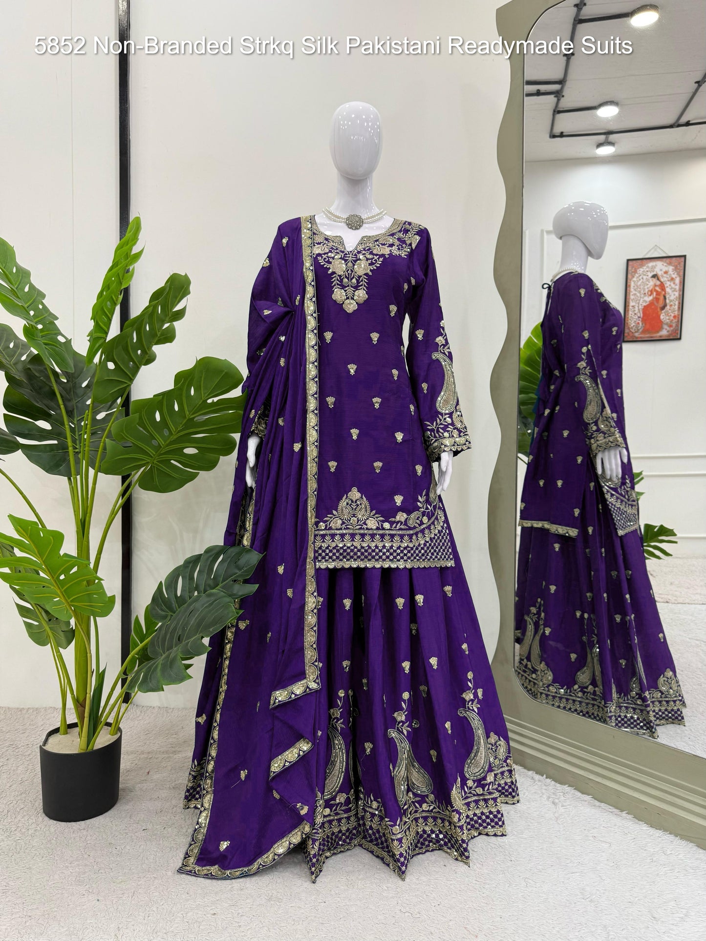 5852 Non-Branded Strkq Silk Pakistani Readymade Suits