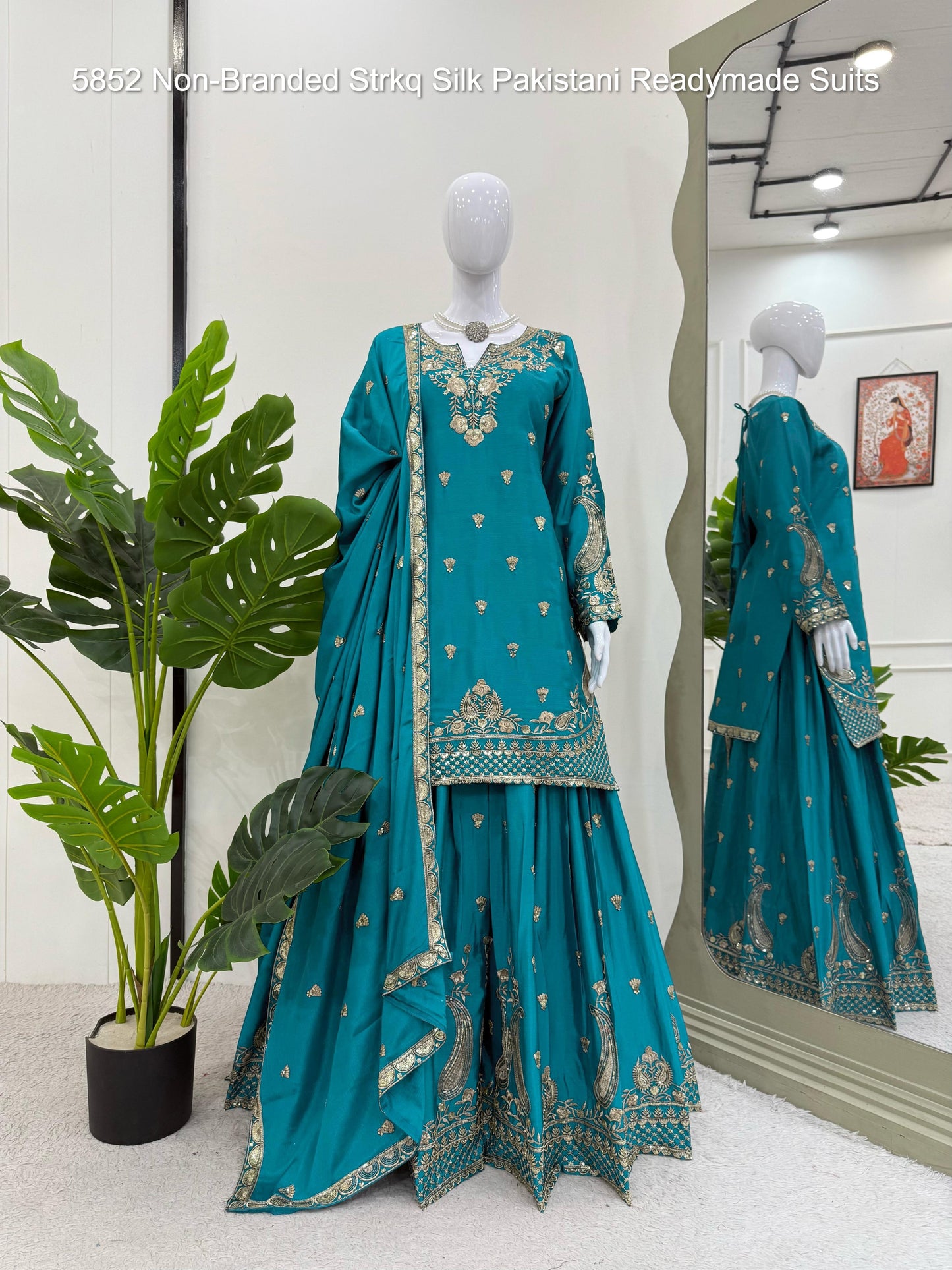 5852 Non-Branded Strkq Silk Pakistani Readymade Suits