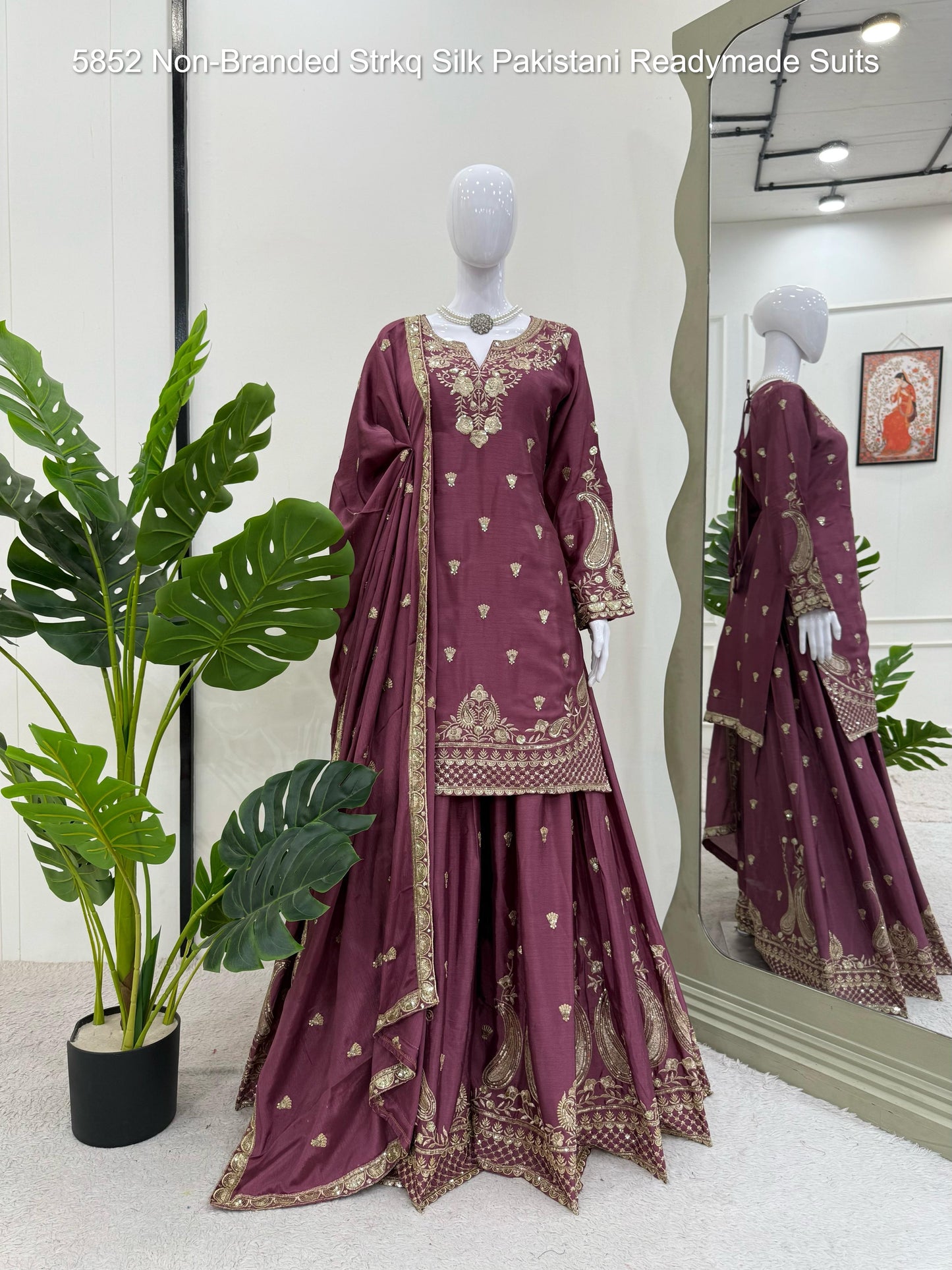5852 Non-Branded Strkq Silk Pakistani Readymade Suits
