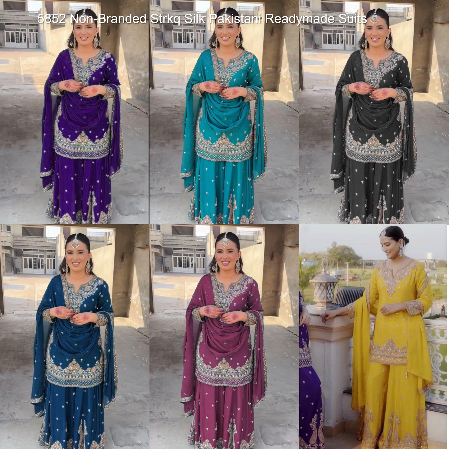 5852 Non-Branded Strkq Silk Pakistani Readymade Suits