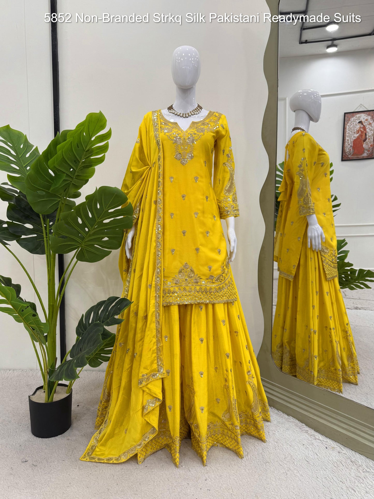 5852 Non-Branded Strkq Silk Pakistani Readymade Suits