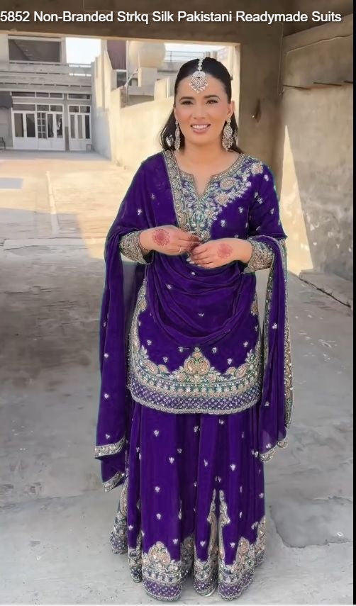 5852 Non-Branded Strkq Silk Pakistani Readymade Suits