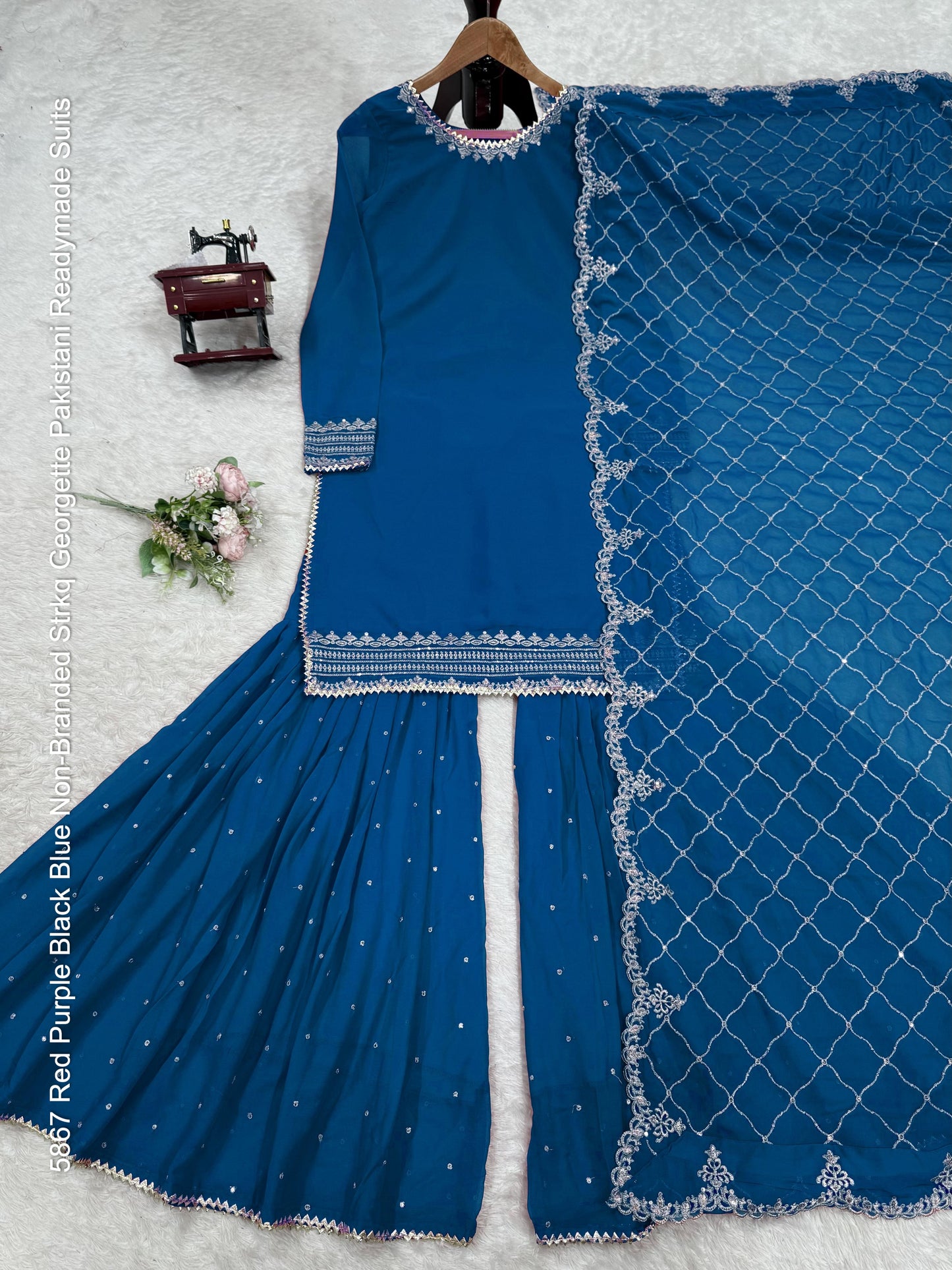 5867 Red Purple Black Blue Non-Branded Strkq Georgette Pakistani Readymade Suits