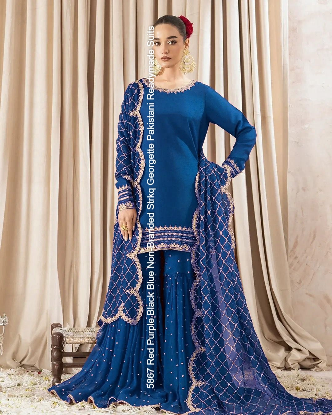 5867 Red Purple Black Blue Non-Branded Strkq Georgette Pakistani Readymade Suits