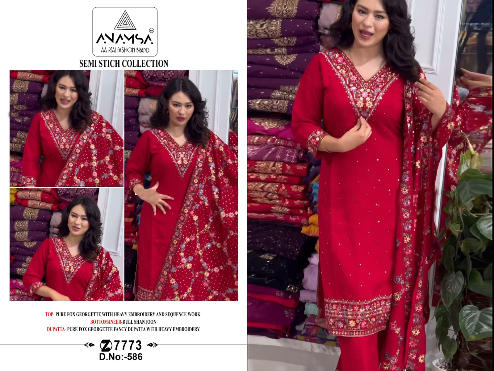 586 Anamsa Sequence Work Pakistani Salwar Suits