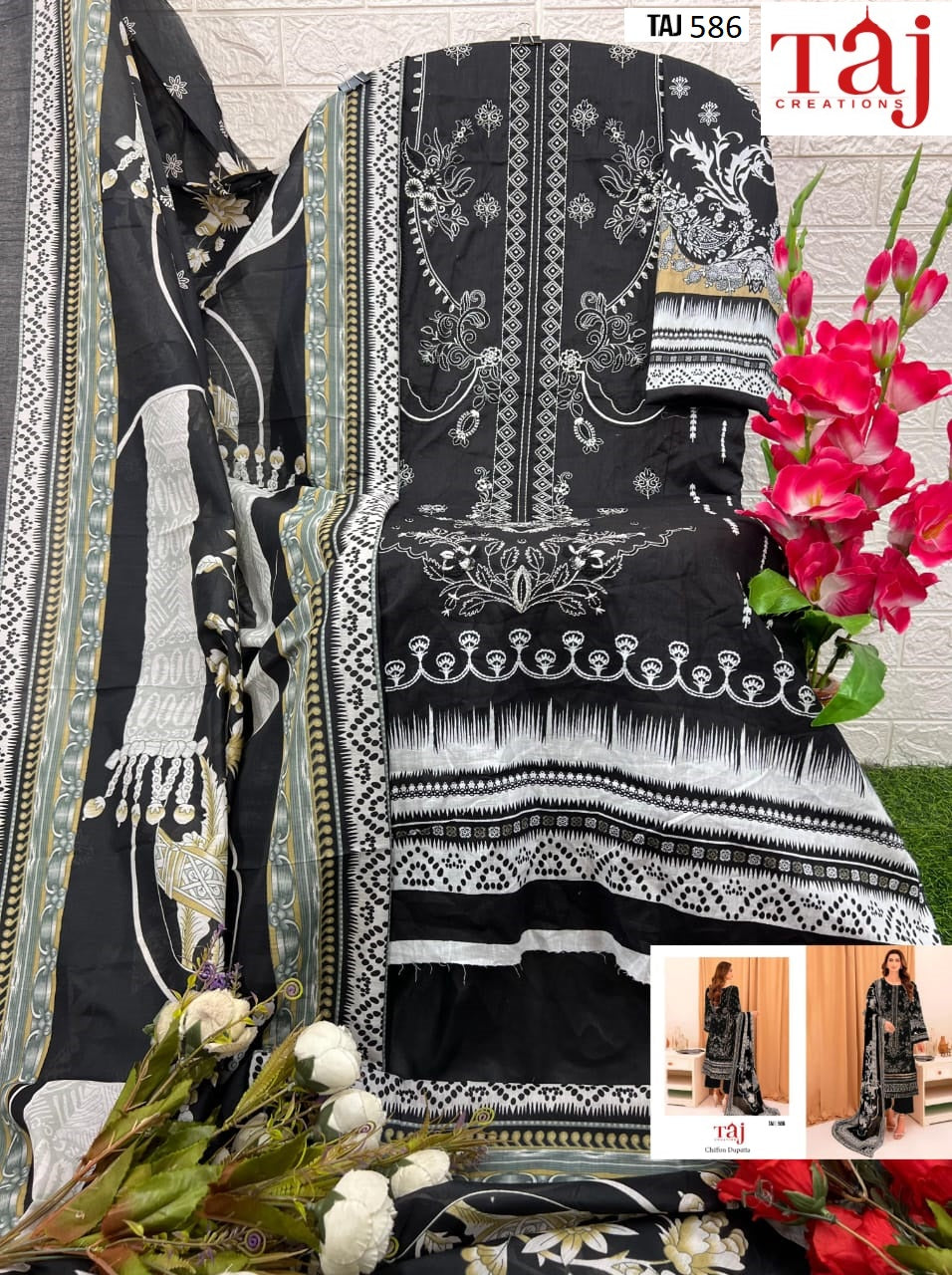 586 Taj Creations Embroidery Pakistani Salwar Suits