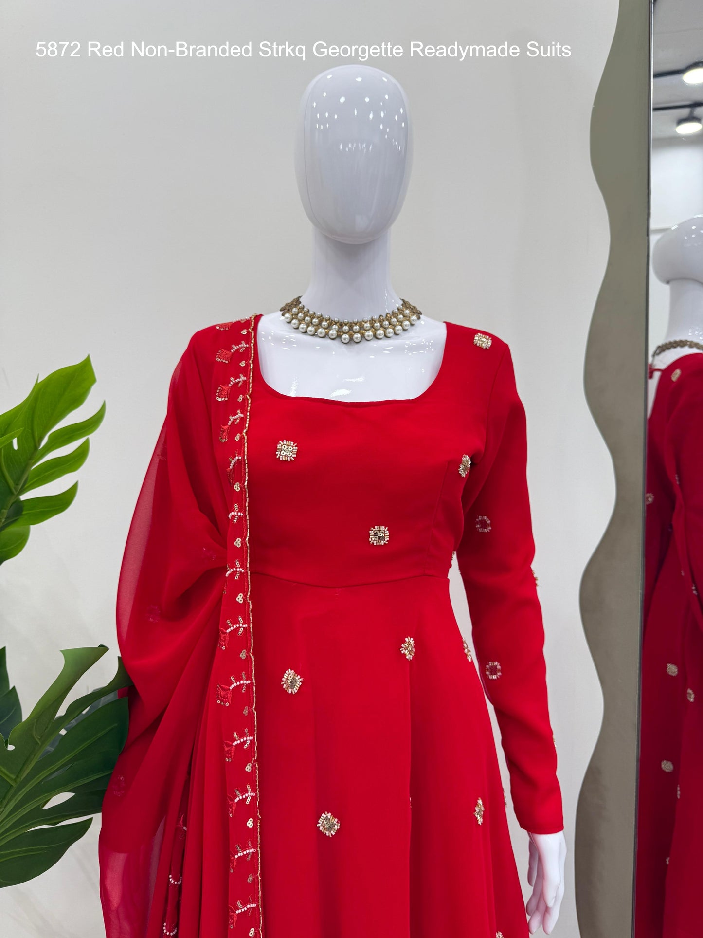 5872 Red Non-Branded Strkq Georgette Readymade Suits