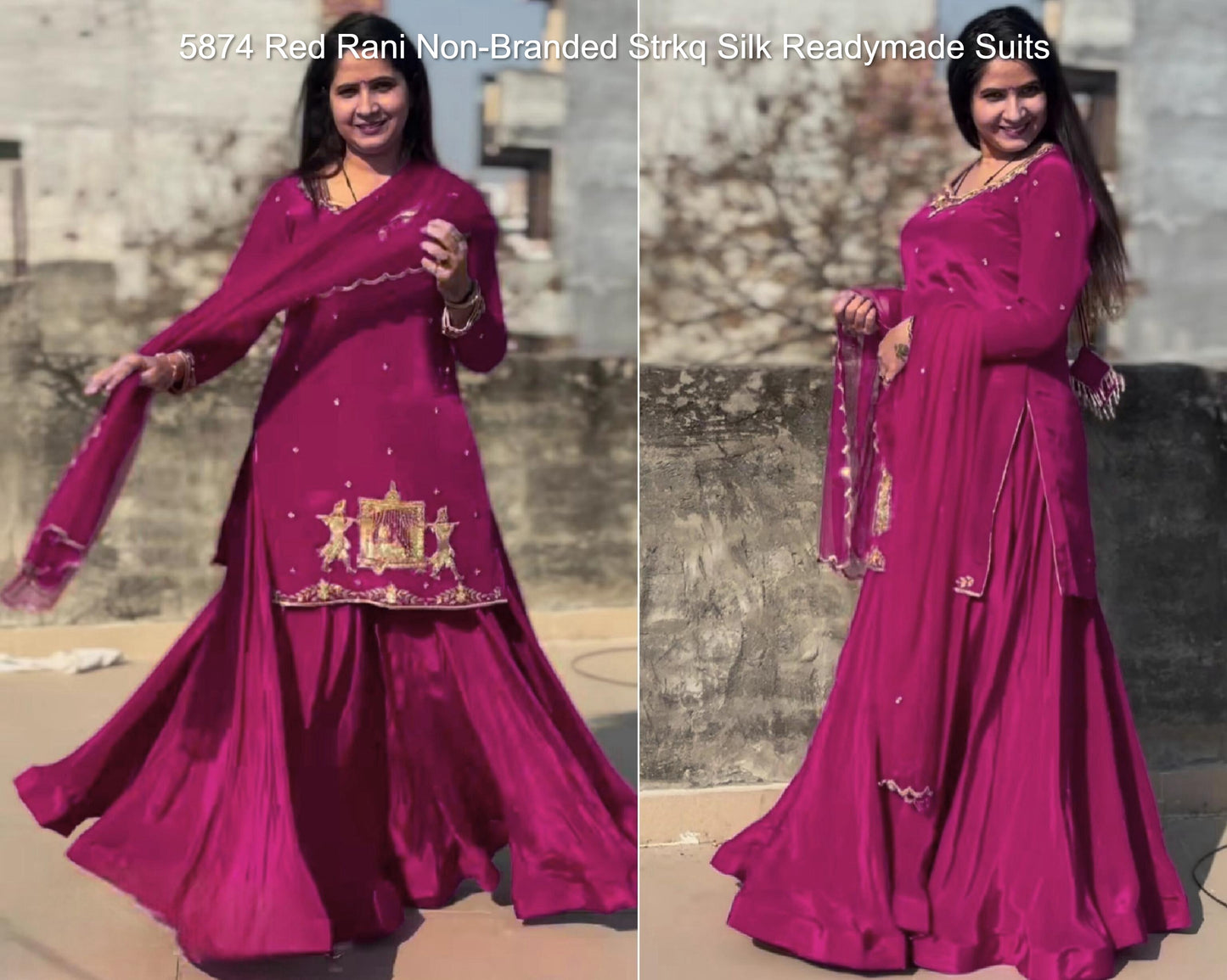 5874 Red Rani Non-Branded Strkq Silk Readymade Suits