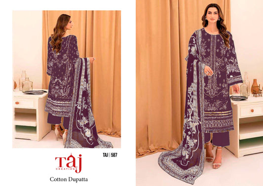 587 Taj Creations Embroidery Pakistani Salwar Suits