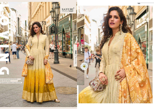 5882 Noorjaha Sayuri Simmer Silk Gown Dupatta Set