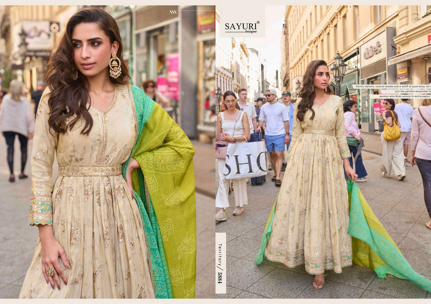 5884 Noorjaha Sayuri Simmer Silk Gown Dupatta Set