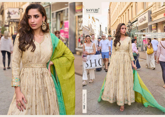 5884 Noorjaha Sayuri Simmer Silk Gown Dupatta Set