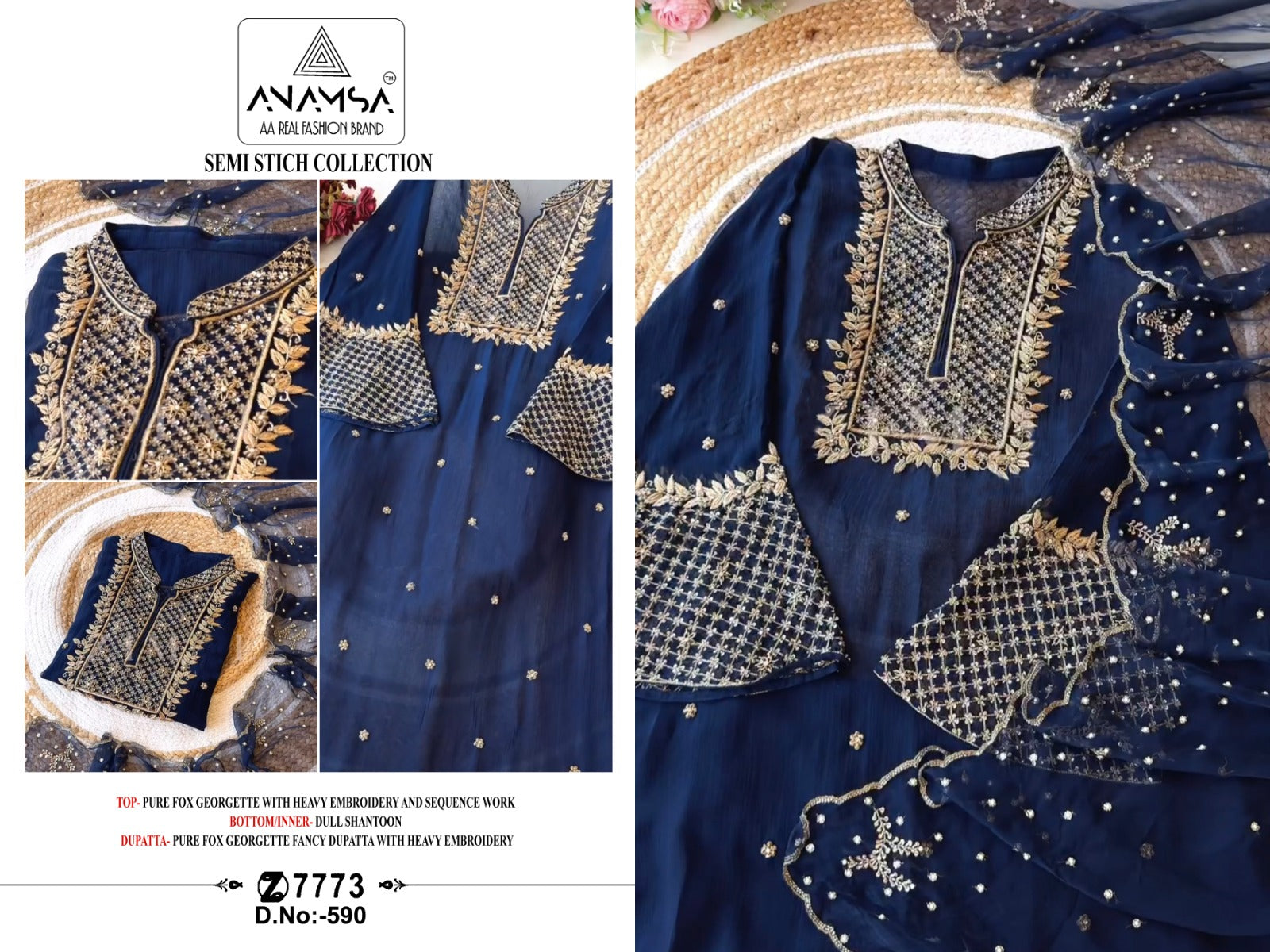 590 Anamsa Embroidered Pakistani Salwar Suits