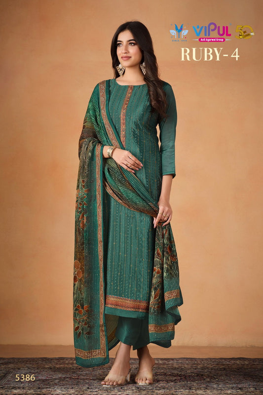 5386 Ruby Vol 4 Vipul Unstitched Suits