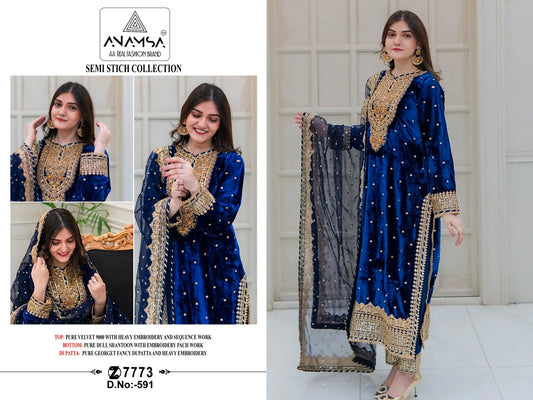 591 Anamsa Moti Work Velvet Suits