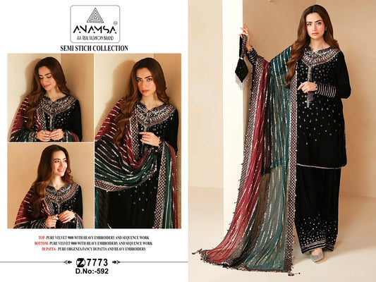592 Anamsa Sequence Work Velvet Suits