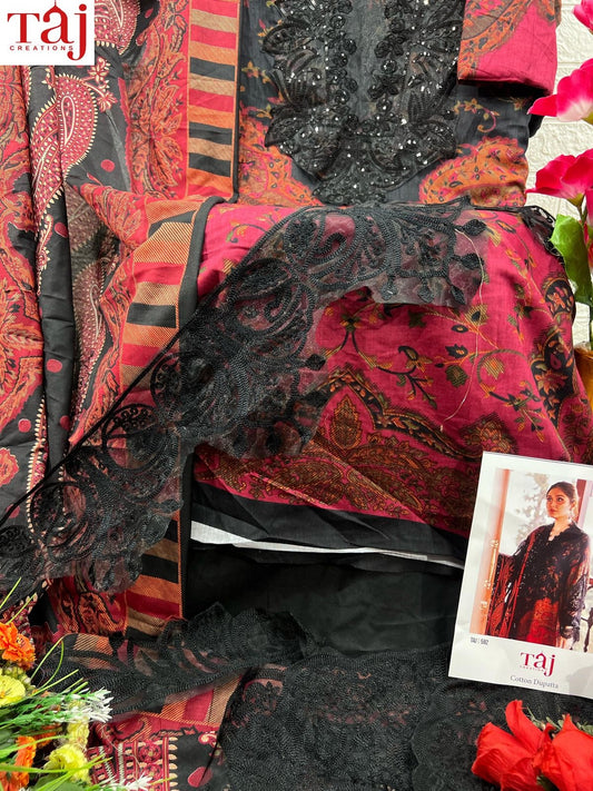 592 Taj Creations Pure Cotton Pakistani Patch Suits