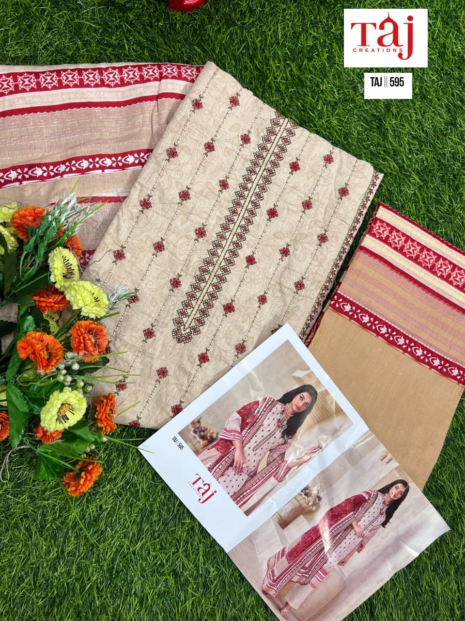 595 Taj Creations Embroidery Pakistani Salwar Suits