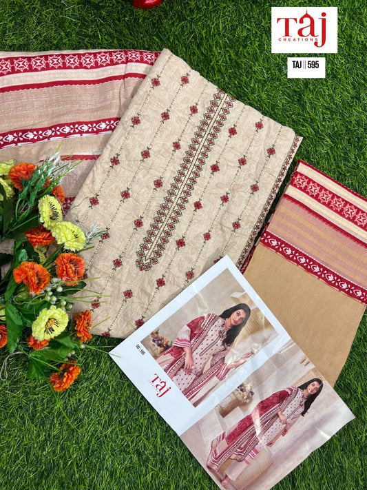 595 Taj Creations Embroidery Pakistani Salwar Suits