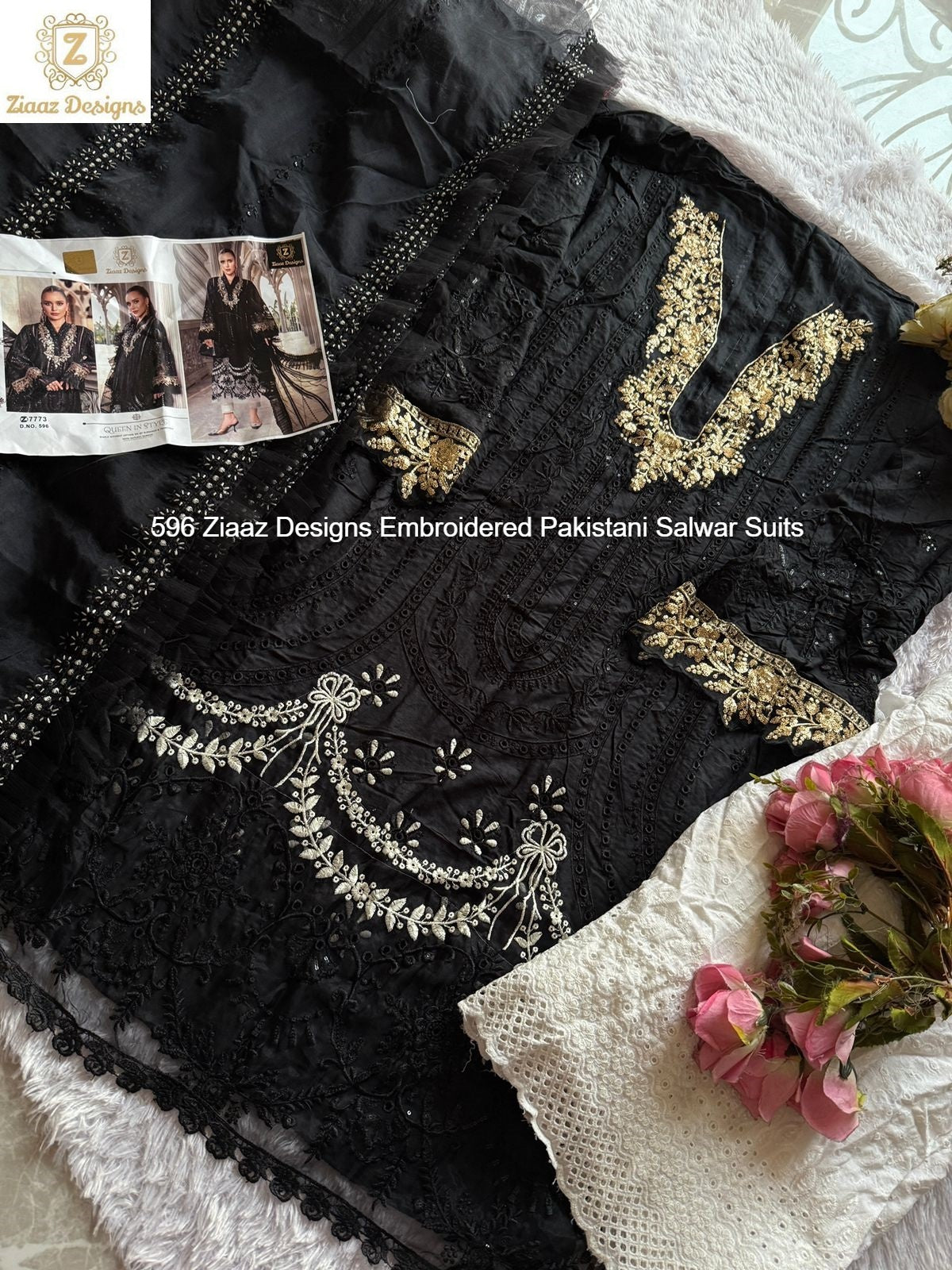 596 Ziaaz Designs Embroidered Pakistani Salwar Suits