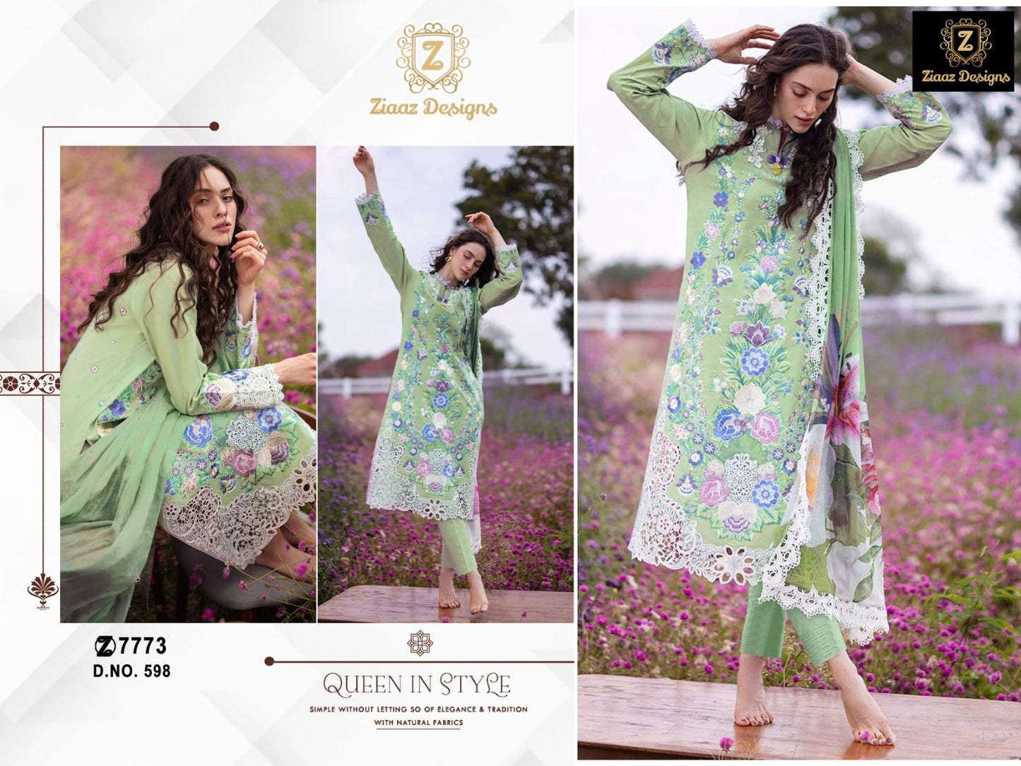 598 Ziaaz Designs Embroidered Pakistani Salwar Suits