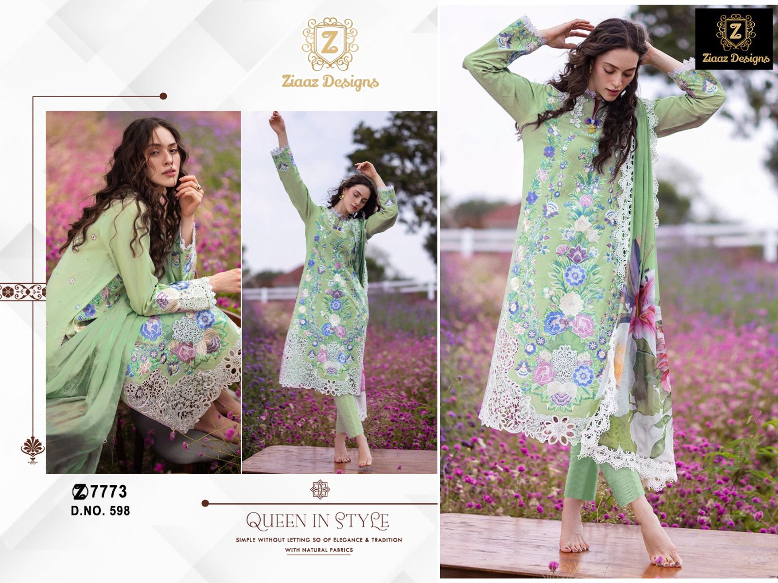 598 Ziaaz Designs Embroidered Pakistani Salwar Suits
