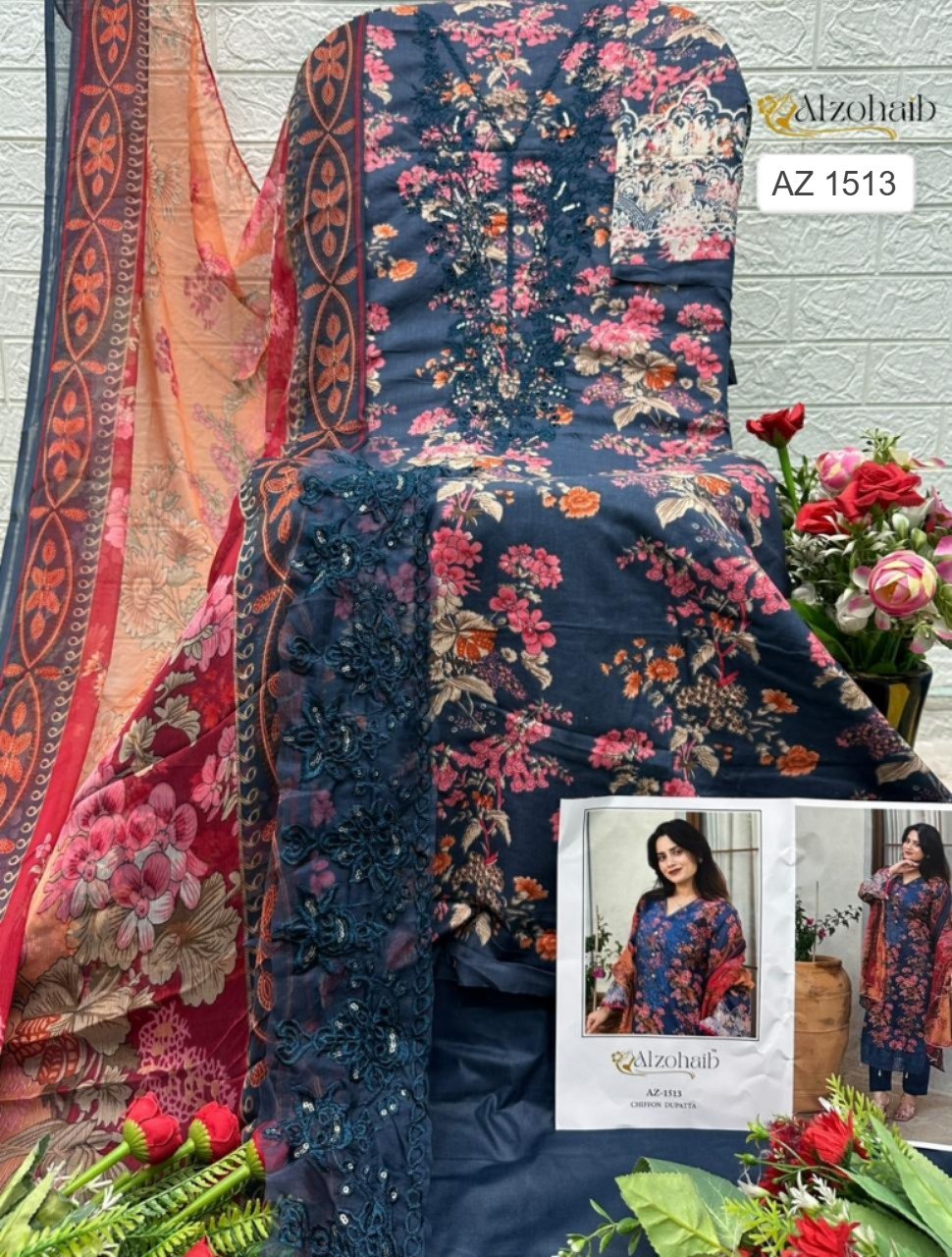 1513 Al Zohaib Pure Cotton Pakistani Salwar Suits