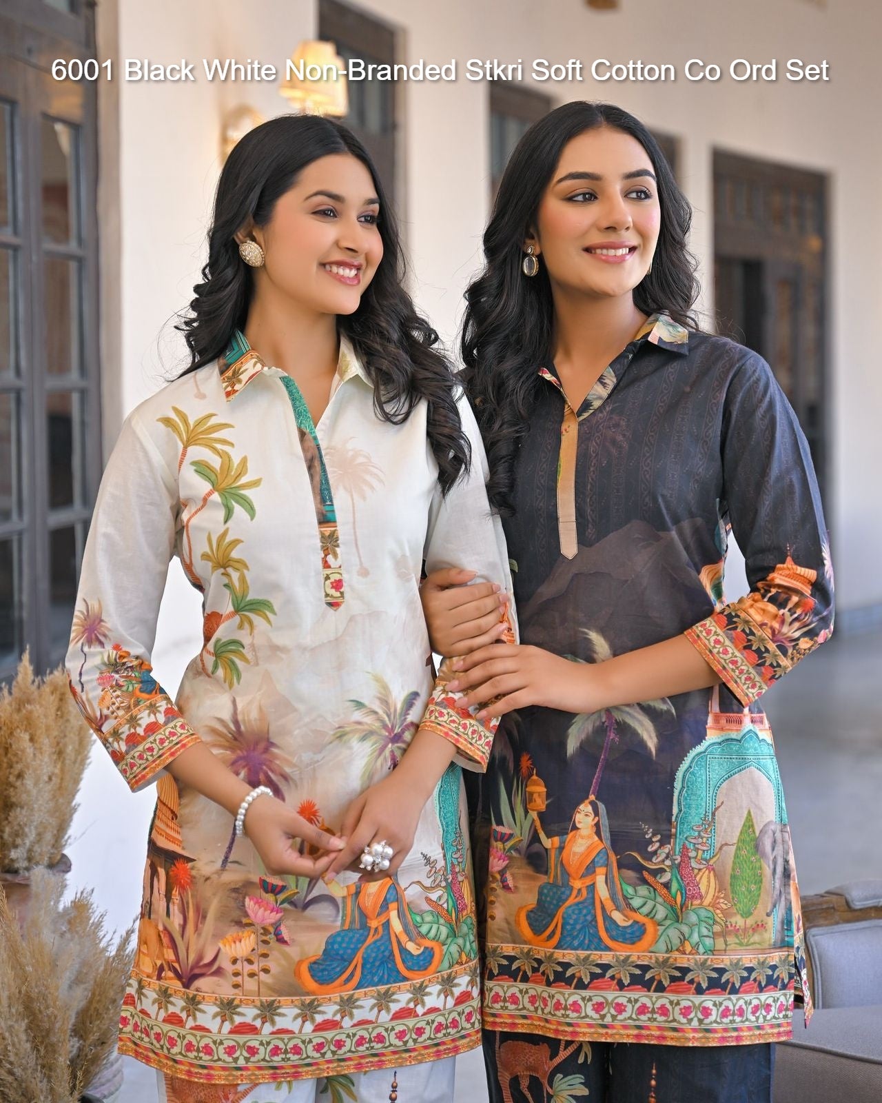 6001 Black White Non-Branded Stkri Soft Cotton Co Ord Set
