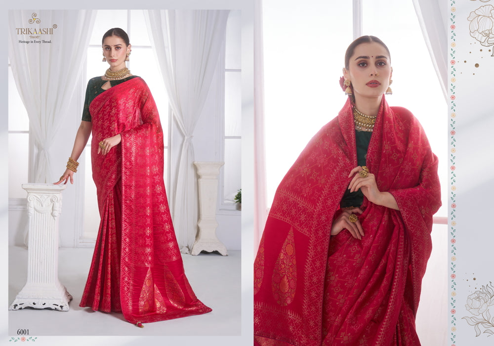 6001 The Queen Trikaashi Nv Satin Sarees