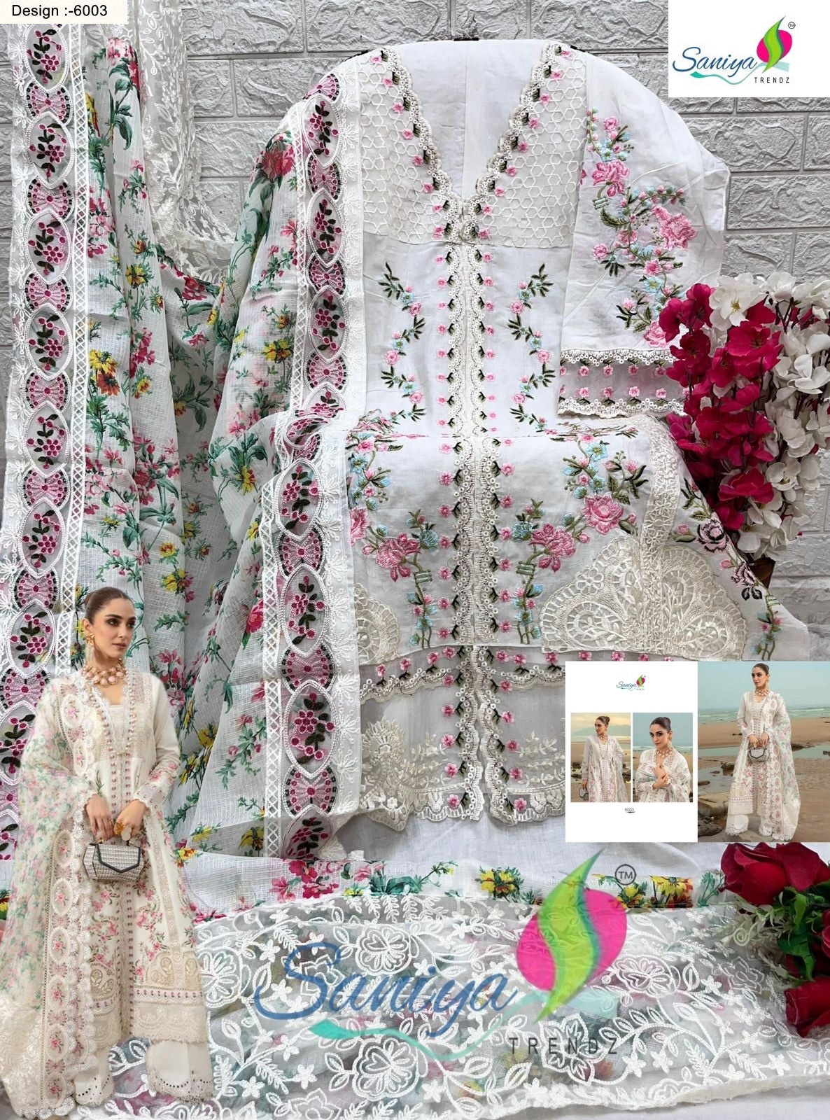 6003 Saira Sakira Vol 6 Saniya Trendz Chikankari Pakistani Salwar Suits