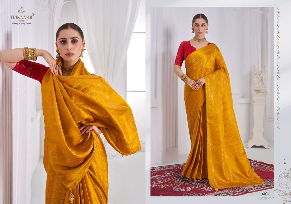 6004 The Queen Trikaashi Nv Satin Sarees