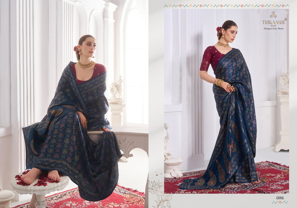6006 The Queen Trikaashi Nv Satin Sarees