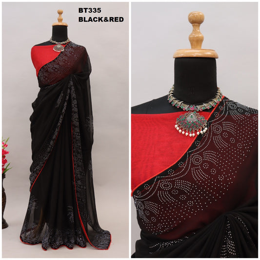 335Black And Red Bt Sarees