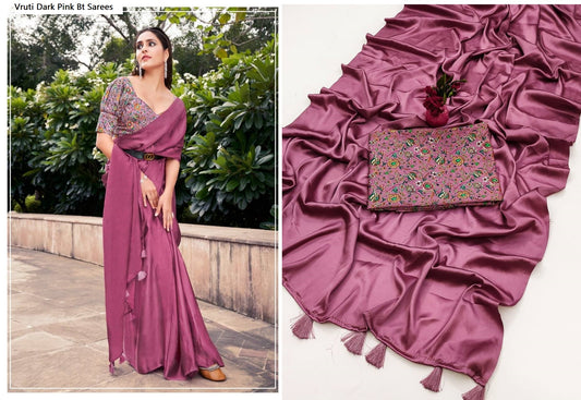 Vruti Dark Pink Bt Sarees