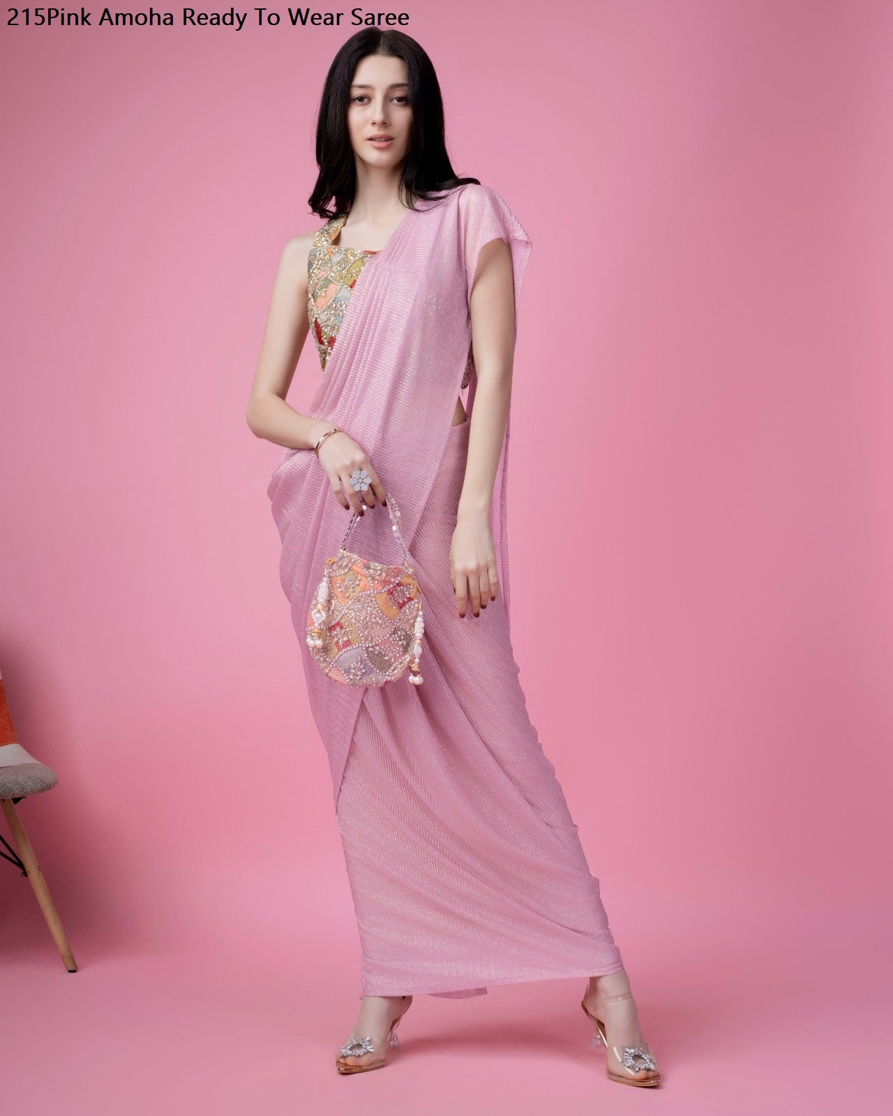 215Pink Amoha Ready To Wear Saree