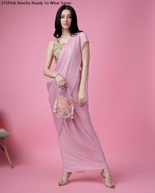 215Pink Amoha Ready To Wear Saree
