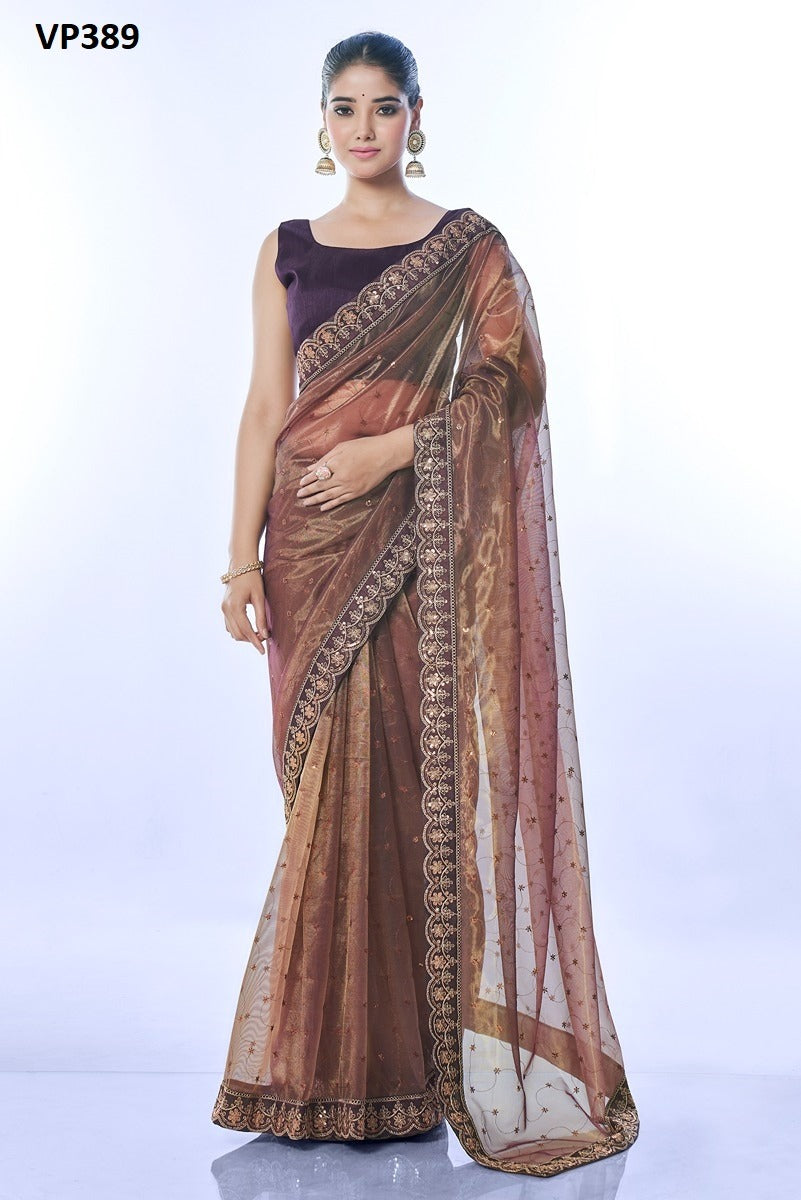 Vp389 Golden Thar Fashion Berry Sarees