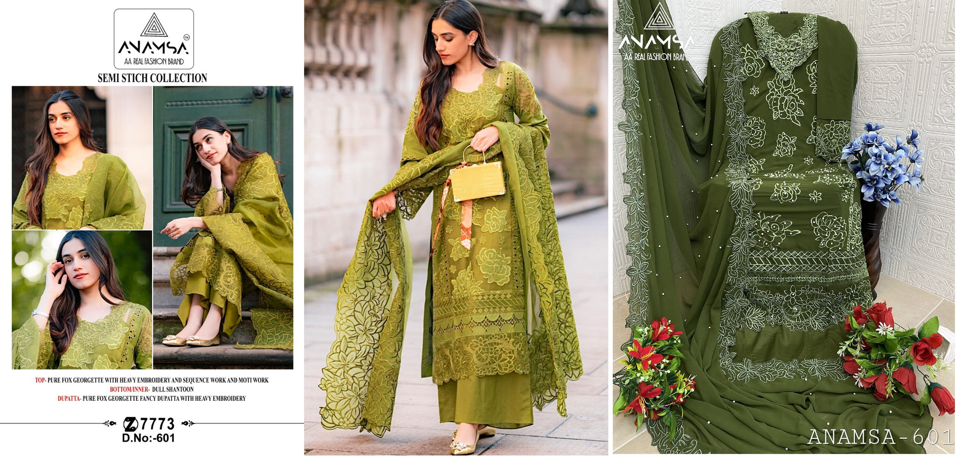 601 Anamsa Embroidered Pakistani Salwar Suits