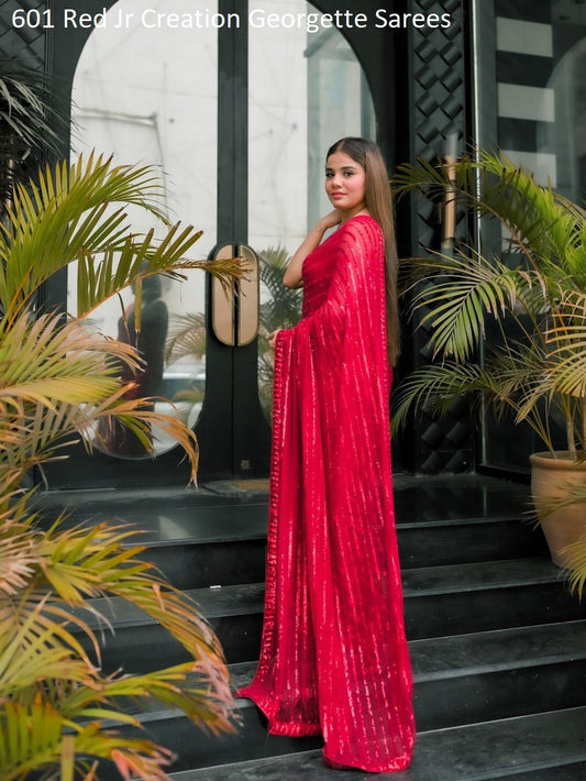 601 Red Jr Creation Georgette Sarees